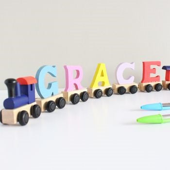 Personalised Coloured Wooden Name Train