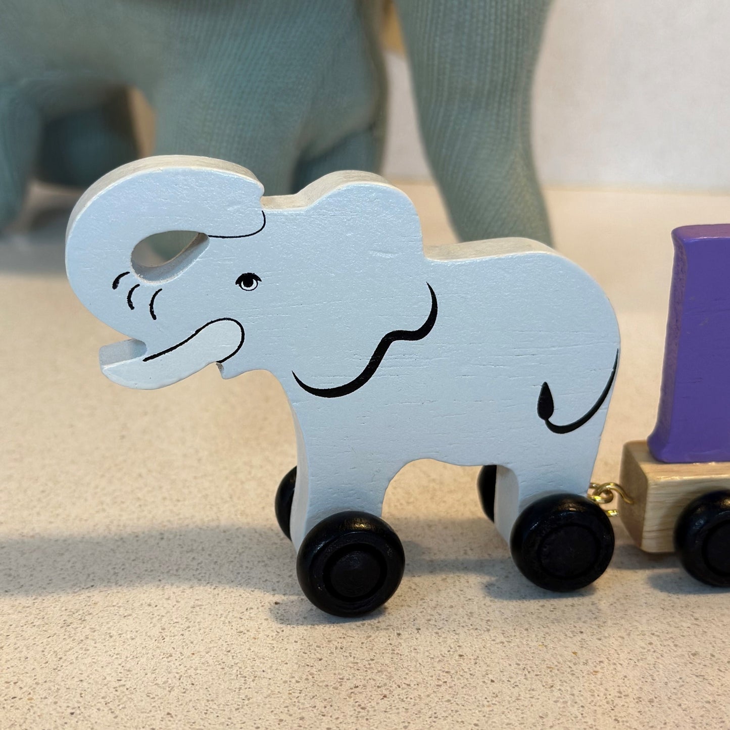 Personalised Coloured Elephant Wooden Name Train