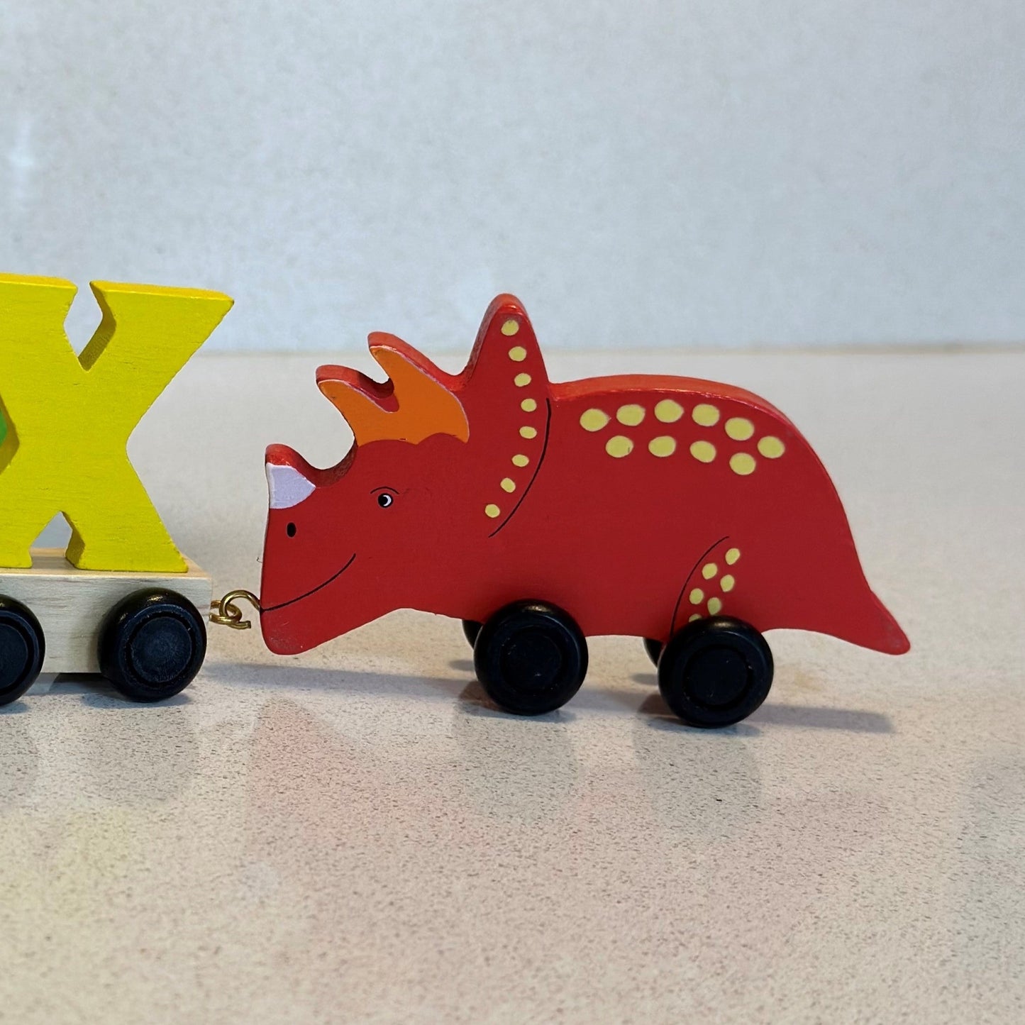 Personalised Coloured Wooden Dinosaur Name Train