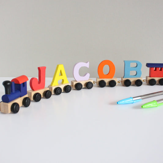 Personalised Coloured Wooden Name Train